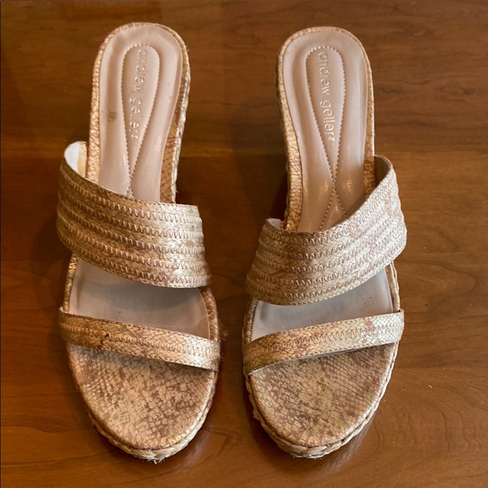 Andrew Geller Gold Slide Sandals
